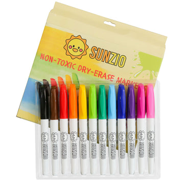 SUNZIO Set of 12 Dry Erase Markers Silicone Drawing Placemats